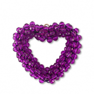 Boucles pendentifs facett&eacute;es coeur Violet tillandsia