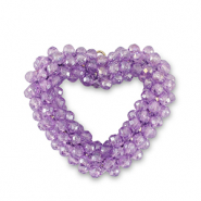 Boucles pendentifs facett&eacute;es coeur Violet