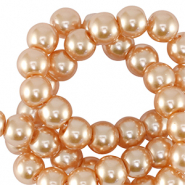 Perles en verre cir&eacute;es 6mm Rose p&ecirc;che