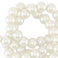 Perles en verre cir&eacute;es 4mm Blanc cass&eacute;