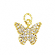 M&eacute;tal TQ laiton breloques zirconium Papillon Dor&eacute;