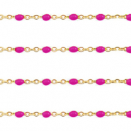 Appr&ecirc;ts en acier inox cha&icirc;ne maille jaseron 1mm&nbsp; Rose magenta-dor&eacute;