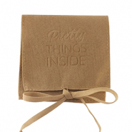 Sachet &agrave; bijoux "Pretty things inside" Marron Sierra