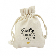 Sachet &agrave; bijoux en lin "a gift for you" Blanc cass&eacute;