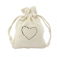 Sachet &agrave; bijoux en lin "a special gift for you" Blanc cass&eacute;
