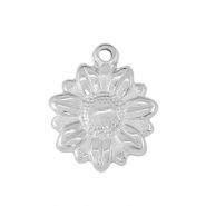 Breloques en acier Inox tournesol Argent&eacute;