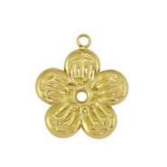 Breloques en acier Inox fleur Dor&eacute;