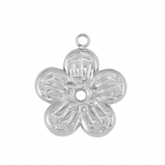 Breloques en acier Inox fleur Argent&eacute;