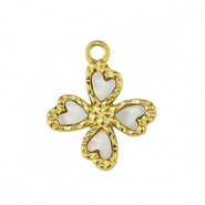 Breloques en acier Inox fleur Dor&eacute;