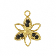 Breloques en acier Inox fleur Dor&eacute; /