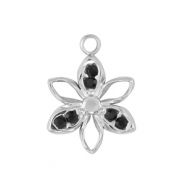 Breloques en acier Inox fleur Argent&eacute; /