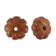 Pierres naturelles perles verre fleur Paillett&eacute;es marron brique