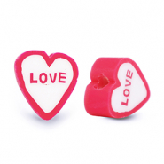 Perles en polym&egrave;re ''Love'' Rouge-blanc