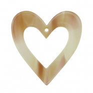 Pendentifs en r&eacute;sine c&oelig;ur Beige