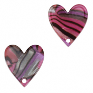 Pendentifs en r&eacute;sine c&oelig;ur Rose magenta-noir