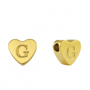 Perles en acier Inox coeur lettre G Dor&eacute;