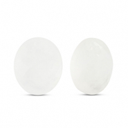 Breloque en pierre naturelle Verre ovale Blanc