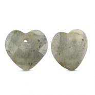 Breloque en pierre naturelle Verre c&oelig;ur Light gray
