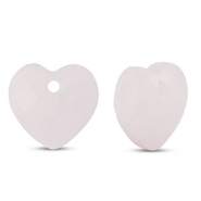 Breloque en pierre naturelle Quartz Rose c&oelig;ur Rose clair