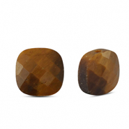 Perles en pierre naturelle &OElig;il de tigre carr&eacute;es Marron dor&eacute;
