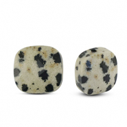 Perles en pierre naturelle Dalmatien carr&eacute;es Greige-noir