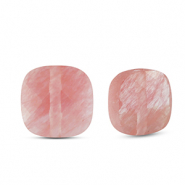 Perles en pierre naturelle Verre carr&eacute;es Rose
