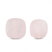 Perles en pierre naturelle Quartz Rose carr&eacute;es Rose clair