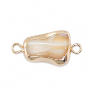 Perles d'eau douce connecteur asym&eacute;trique Dor&eacute;-taupe