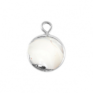 BQ Perles d'eau douce breloque rond Argent&eacute;-Blanc naturel