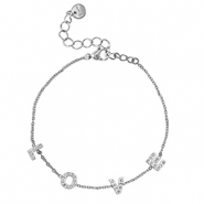Bracelets en acier Inox ''LOVE'' Argent&eacute;