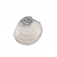Pendentifs coquillage specials Moule Blanc cr&egrave;me-argent&eacute;