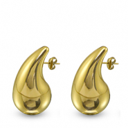 Boucles d'oreilles / puces en acier Inox goutte Dor&eacute;