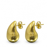 Boucles d'oreilles / puces en acier Inox goutte Dor&eacute;