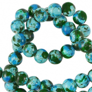 Perles en c&eacute;ramique 6mm Vert-bleu