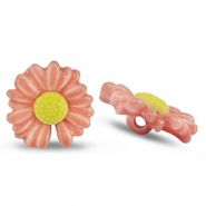 Perles en c&eacute;ramique fleur Rose-jaune