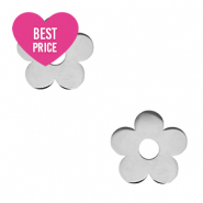 Breloques en acier Inox fleur Argent&eacute;