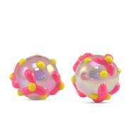 Perles acryliques points Rose-jaune
