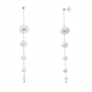 Boucles d'oreilles / puces en acier Inox perles Argent&eacute;
