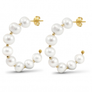 Boucles d'oreilles / puces en acier Inox perles Dor&eacute;