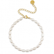 Bracelets en acier inox perles Dor&eacute;