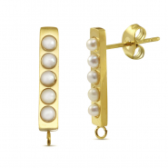 Boucles d'oreilles / puces en acier Inox perles avec anneau Dor&eacute;