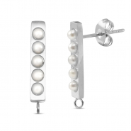 Boucles d'oreilles / puces en acier Inox perles avec anneau Argent&eacute;