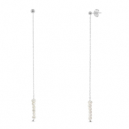 Boucles d'oreilles / puces en acier Inox perles Argent&eacute;