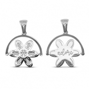 Breloques en acier Inox tourner fleur Argent&eacute;
