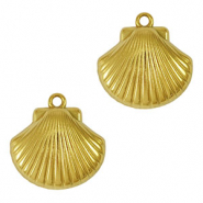 Breloques en acier Inox coquille Dor&eacute;