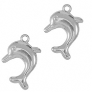 Breloques en acier Inox dauphin Argent&eacute;