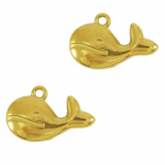 Breloques en acier Inox baleine Dor&eacute;