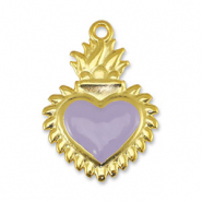 Breloques en m&eacute;tal DQ coeur Lilas-Dor&eacute; (sans nickel)