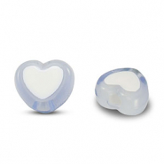 Perles acryliques c&oelig;ur Bleu clair-blanc