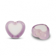 Perles acryliques c&oelig;ur Lilas